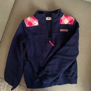 Vineyard Vines navy/pink half zip sweater